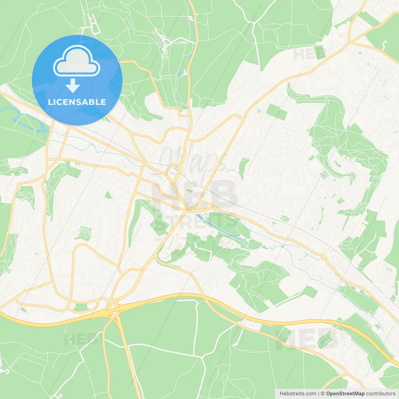 High Wycombe, England Vector Map - Classic Colors