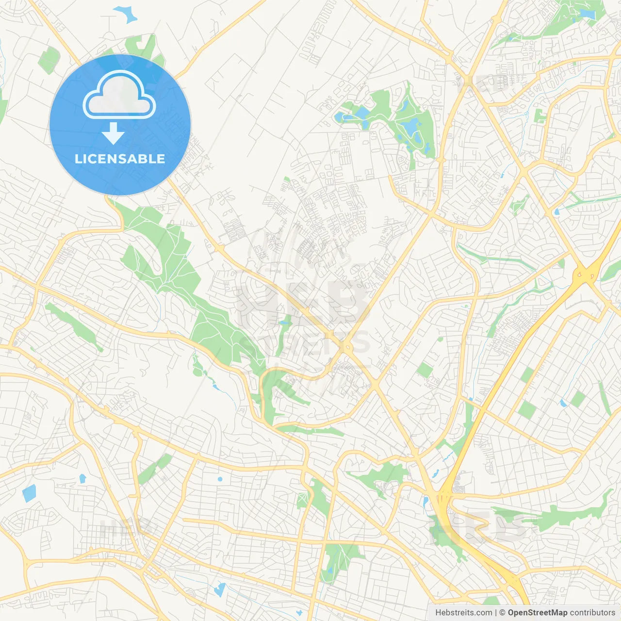 Printable street map of Roodepoort, South Africa