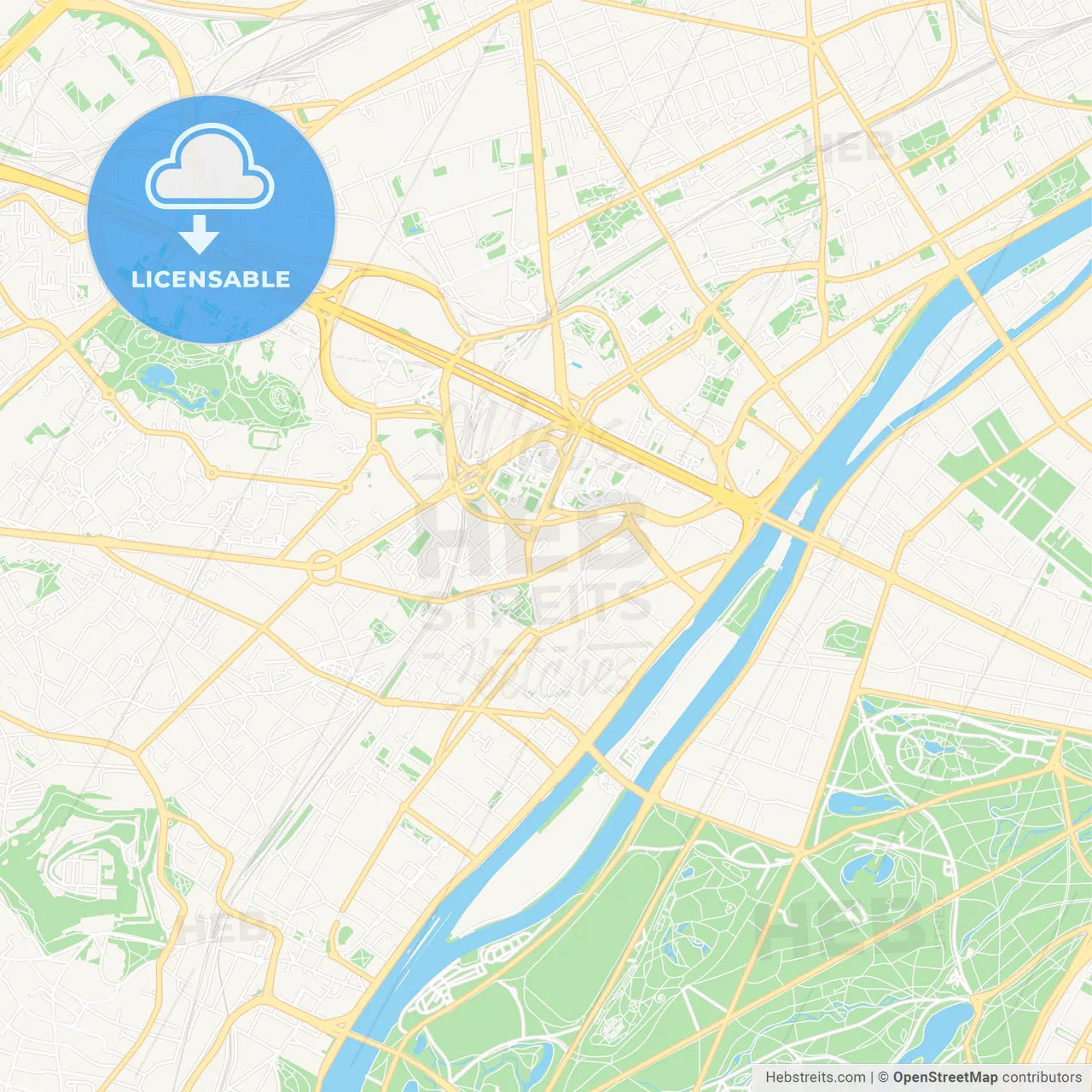 Puteaux, France Vector Map - Classic Colors