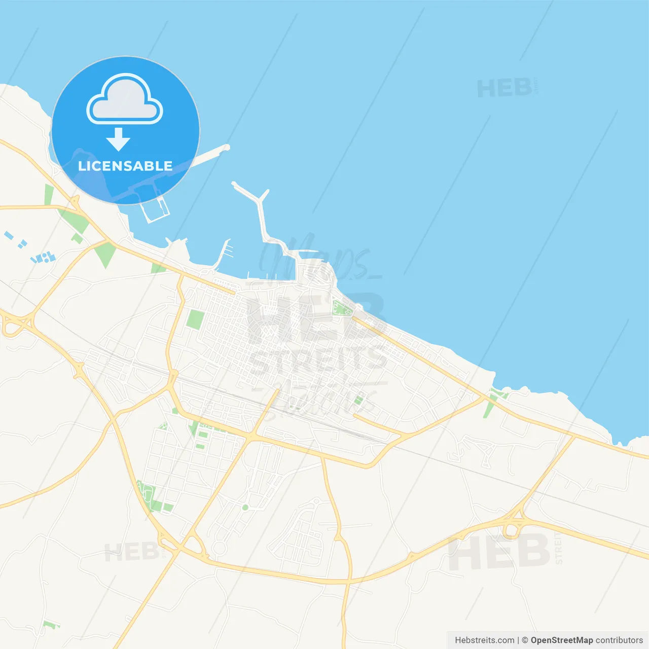 Molfetta, Italy Vector Map - Classic Colors