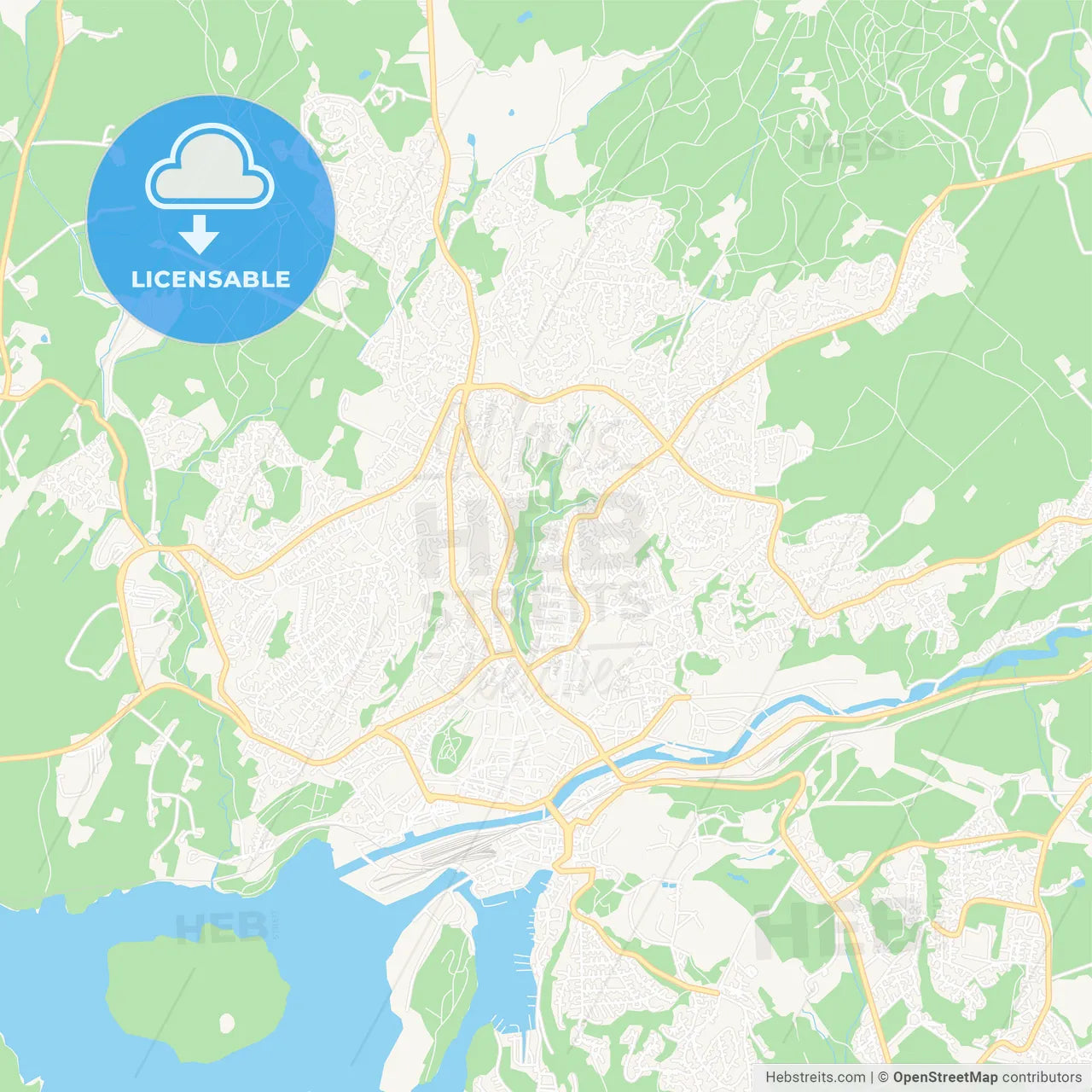 Halden, Norway Vector Map - Classic Colors