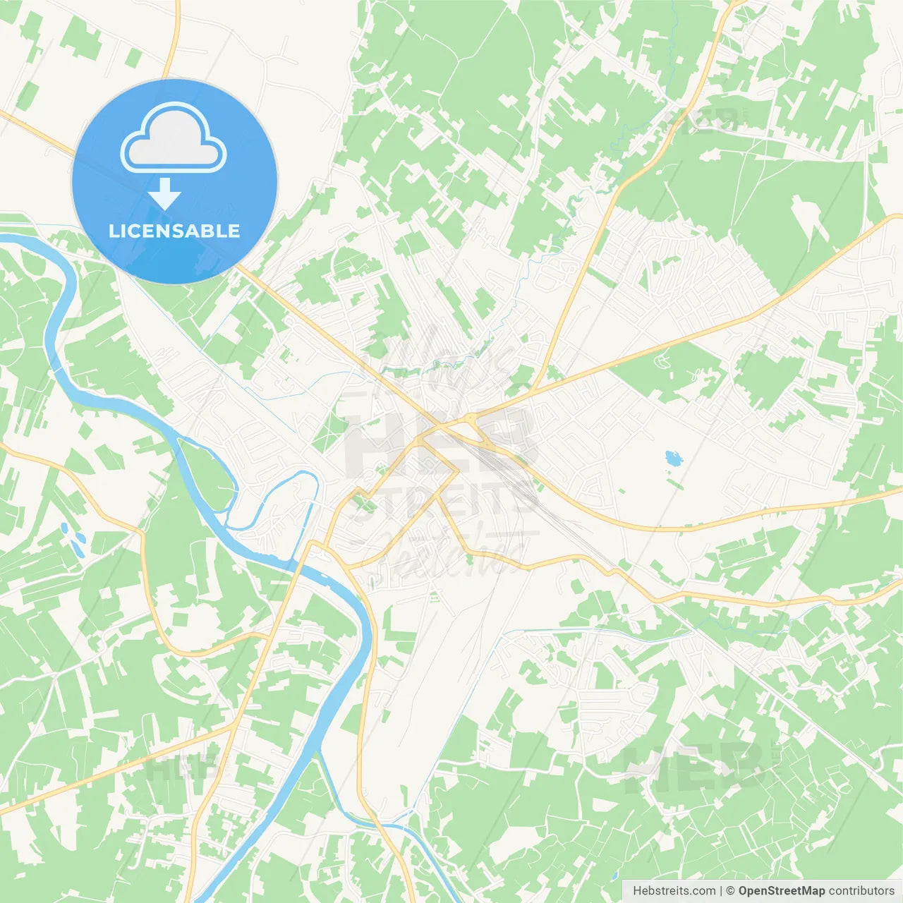 Prijedor, Bosnia and Herzegovina Vector Map - Classic Colors