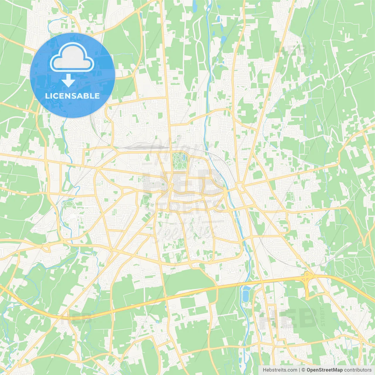 Tarbes, France Vector Map - Classic Colors