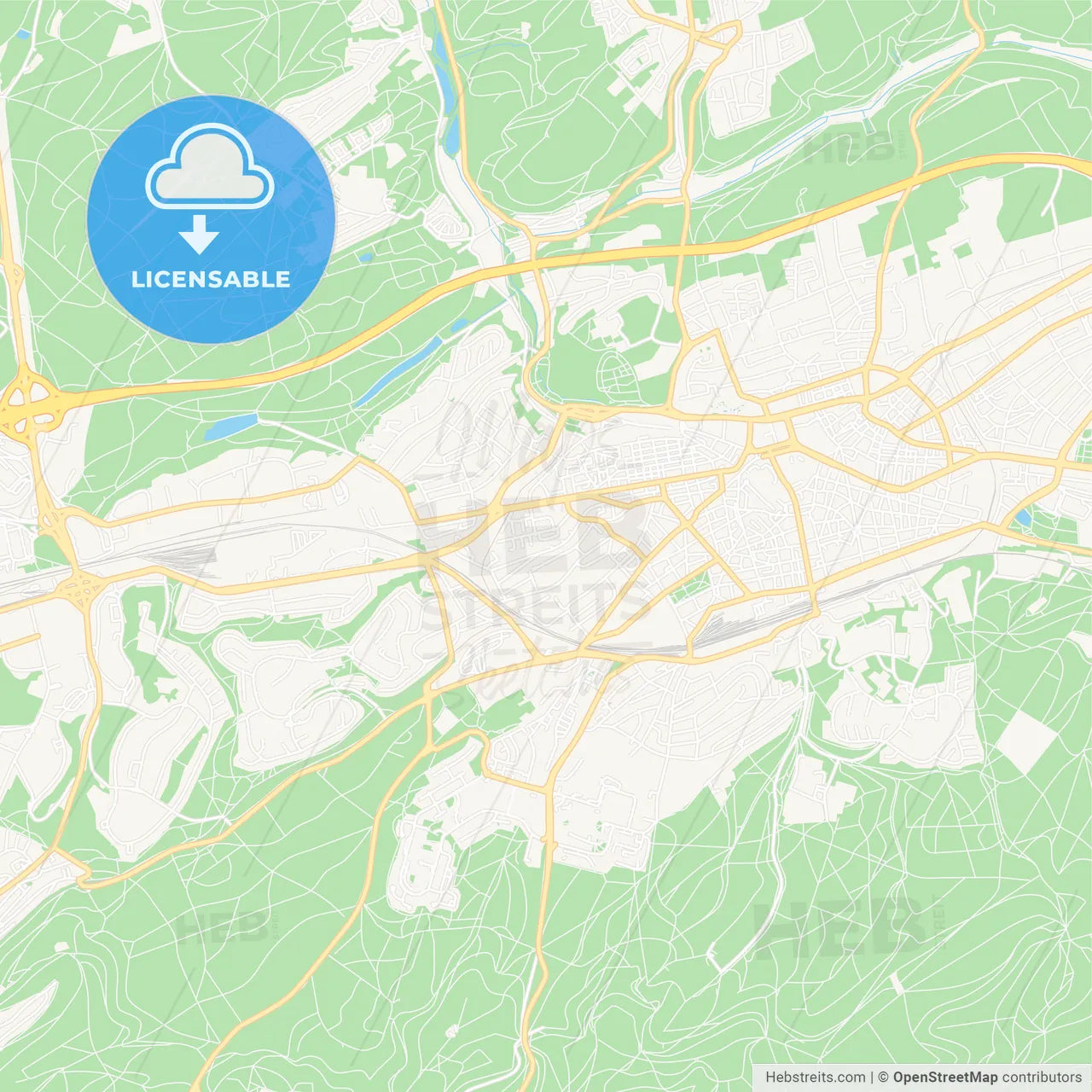 Kaiserslautern, Germany Vector Map - Classic Colors