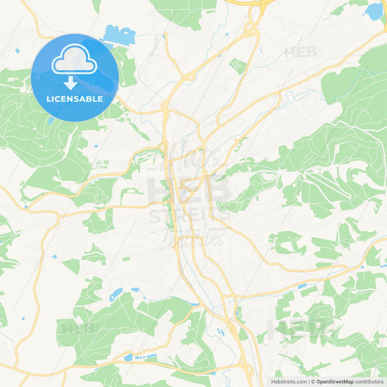 Coburg, Germany Vector Map - Classic Colors