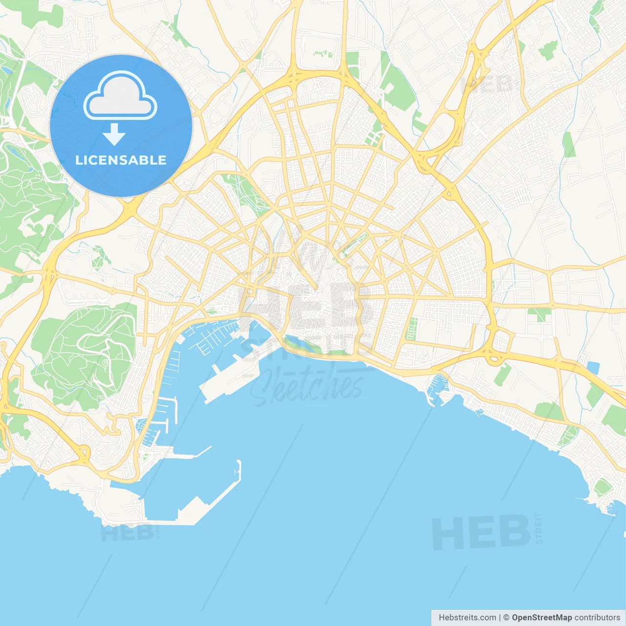 Palma, Spain Vector Map - Classic Colors