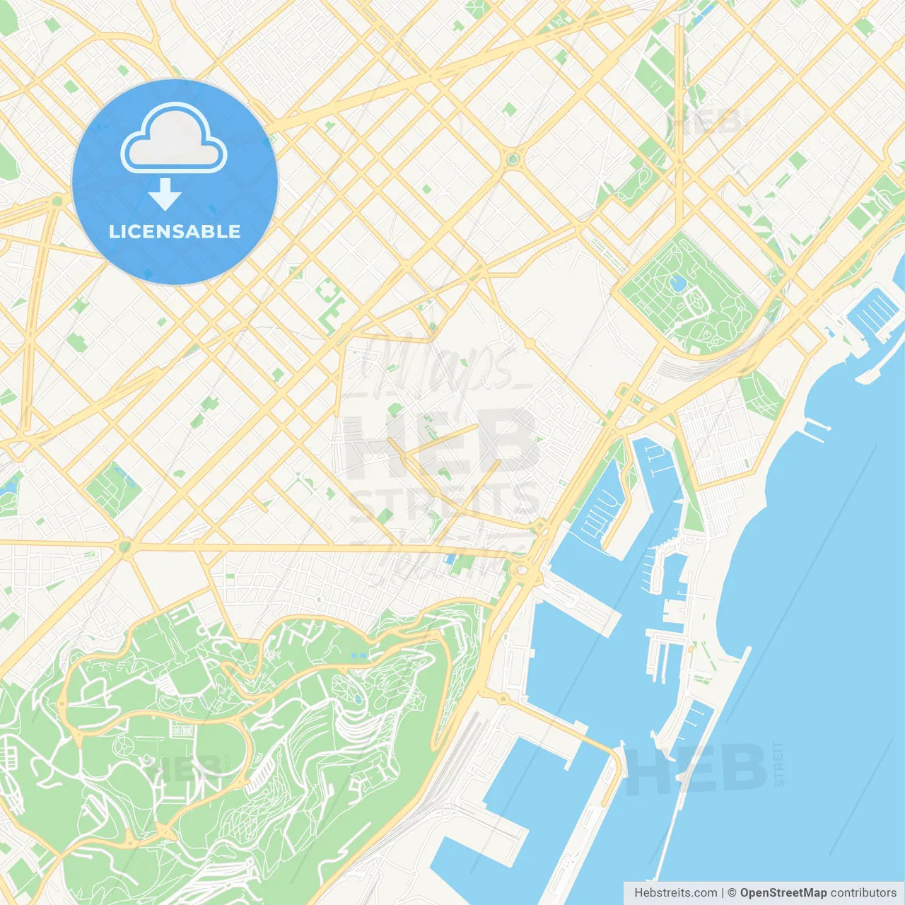 Ciutat Vella, Spain Vector Map - Classic Colors