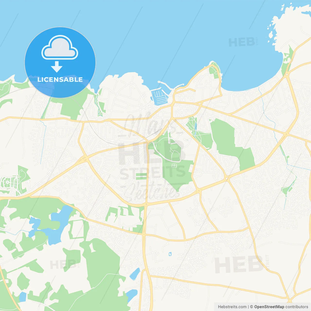 Bangor, Northern Ireland Vector Map - Classic Colors