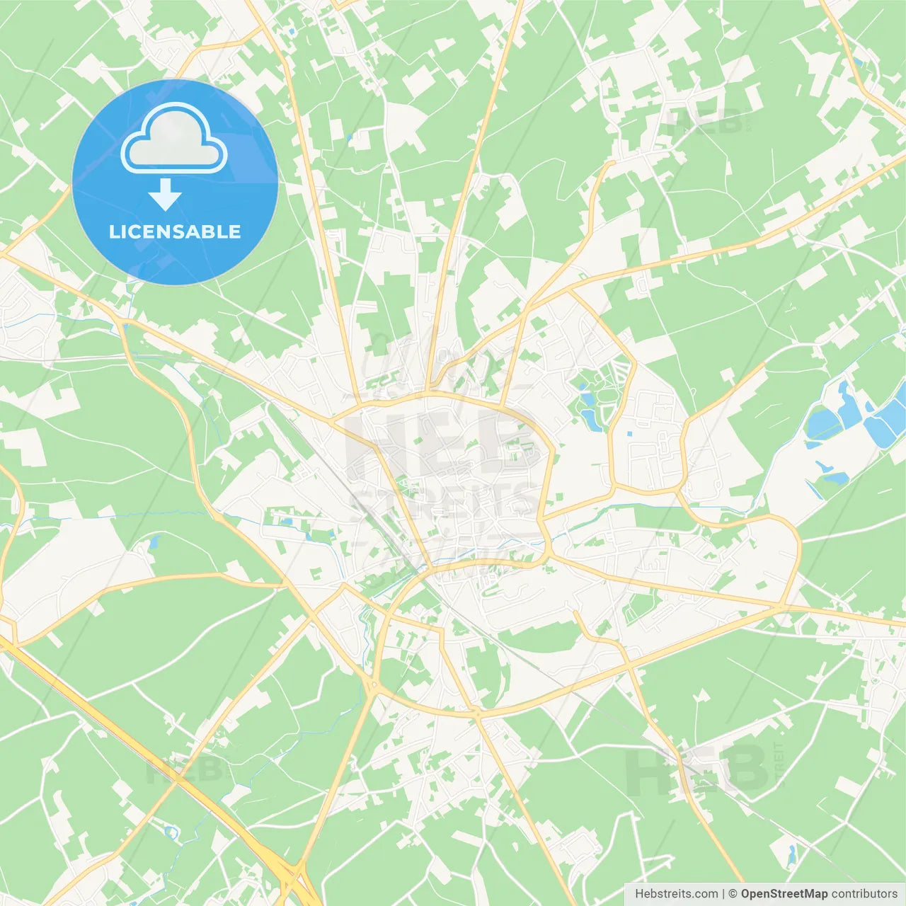 Tienen , Belgium Vector Map - Classic Colors