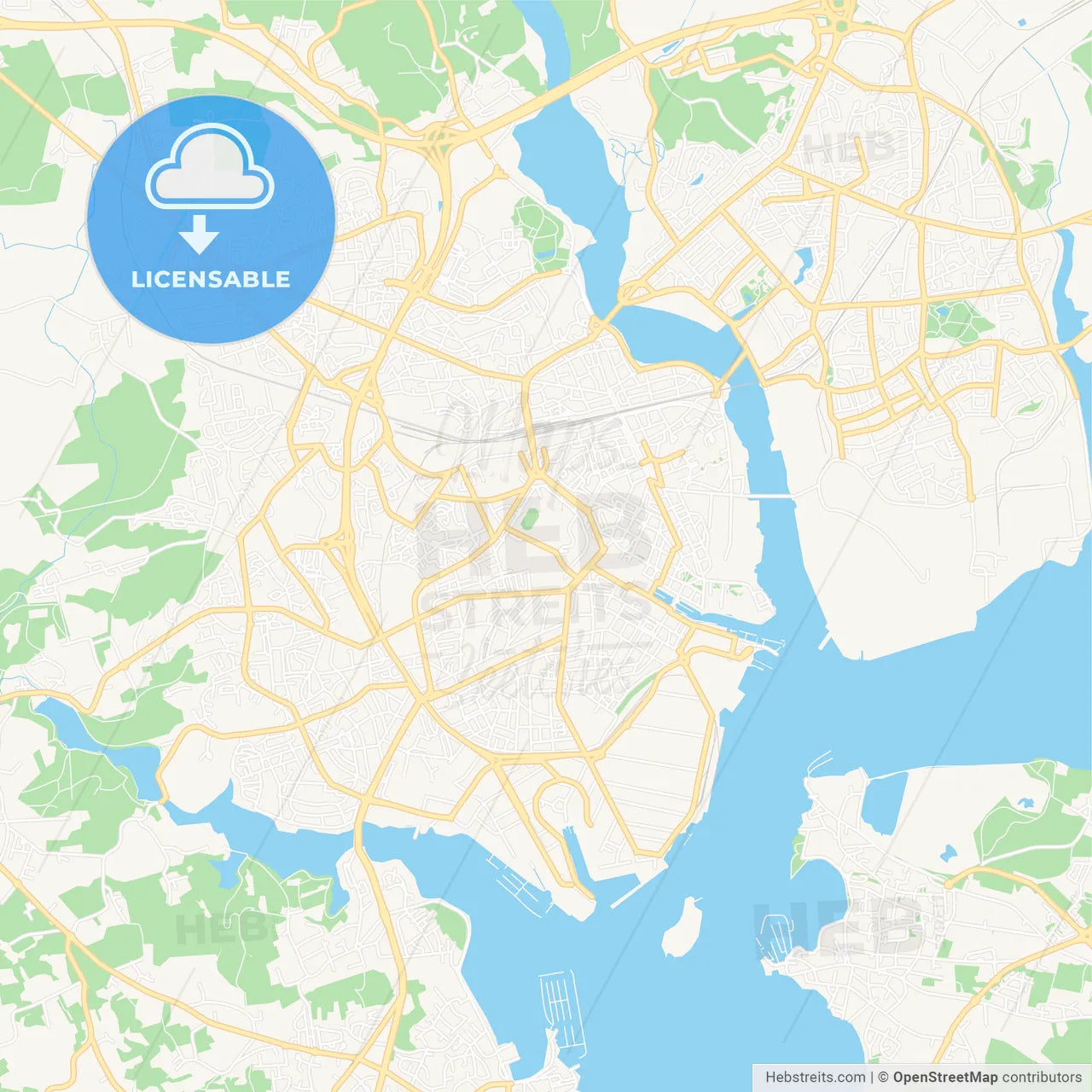 Lorient, France Vector Map - Classic Colors