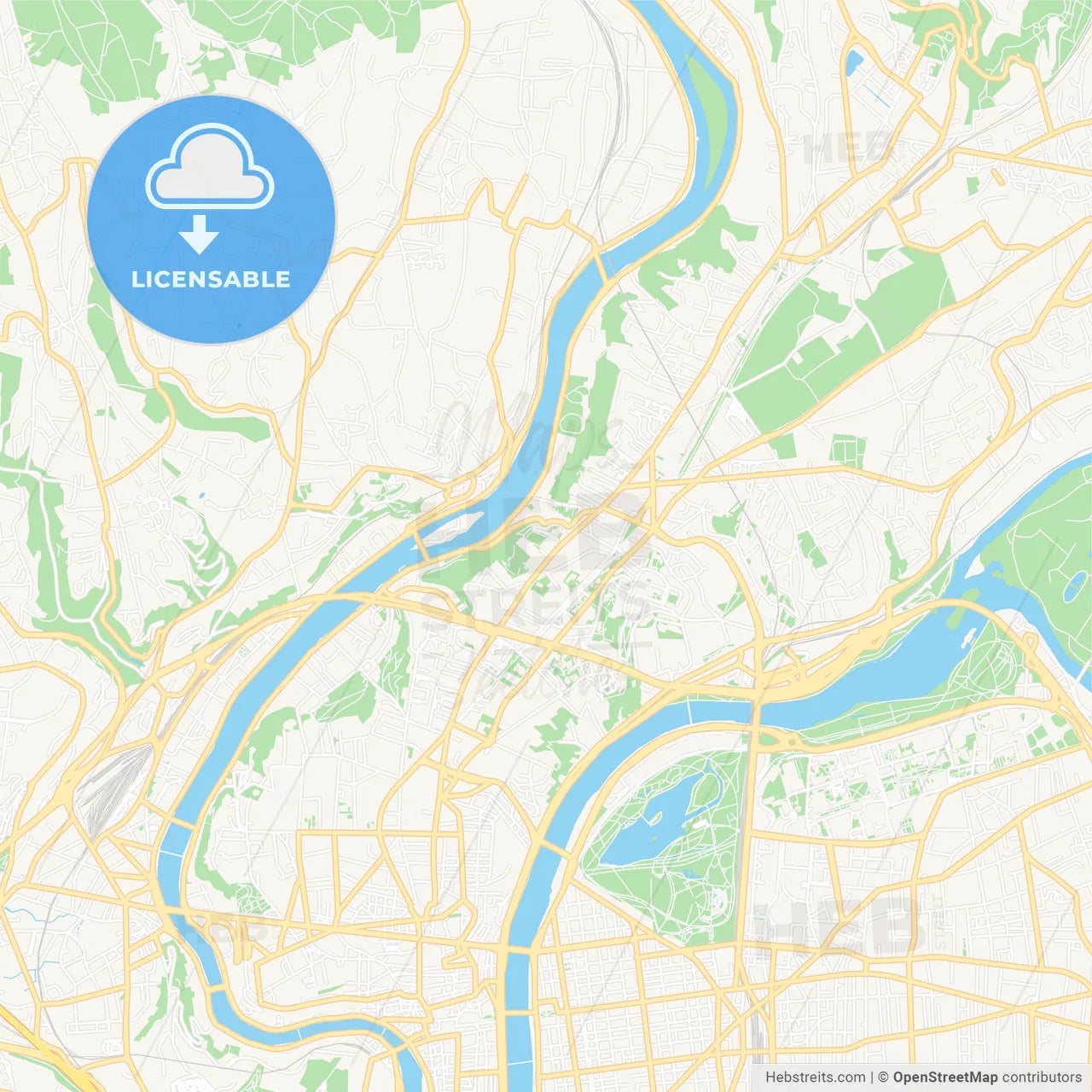 Caluire-et-Cuire, France Vector Map - Classic Colors