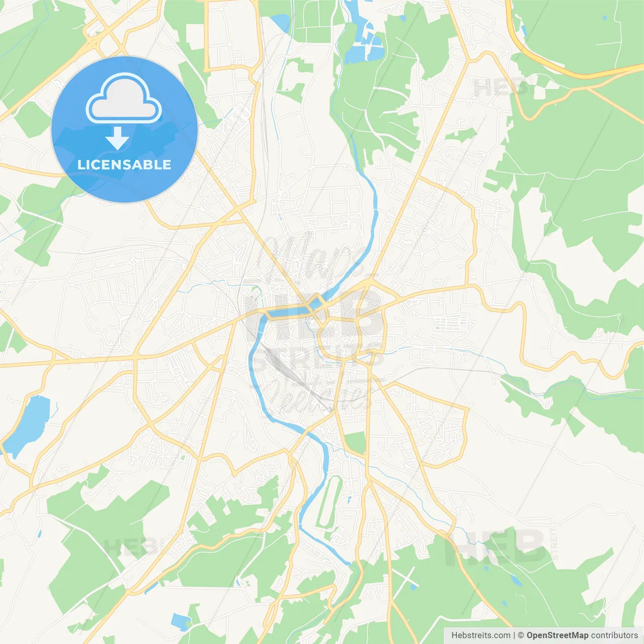 Montlucon, France Vector Map - Classic Colors