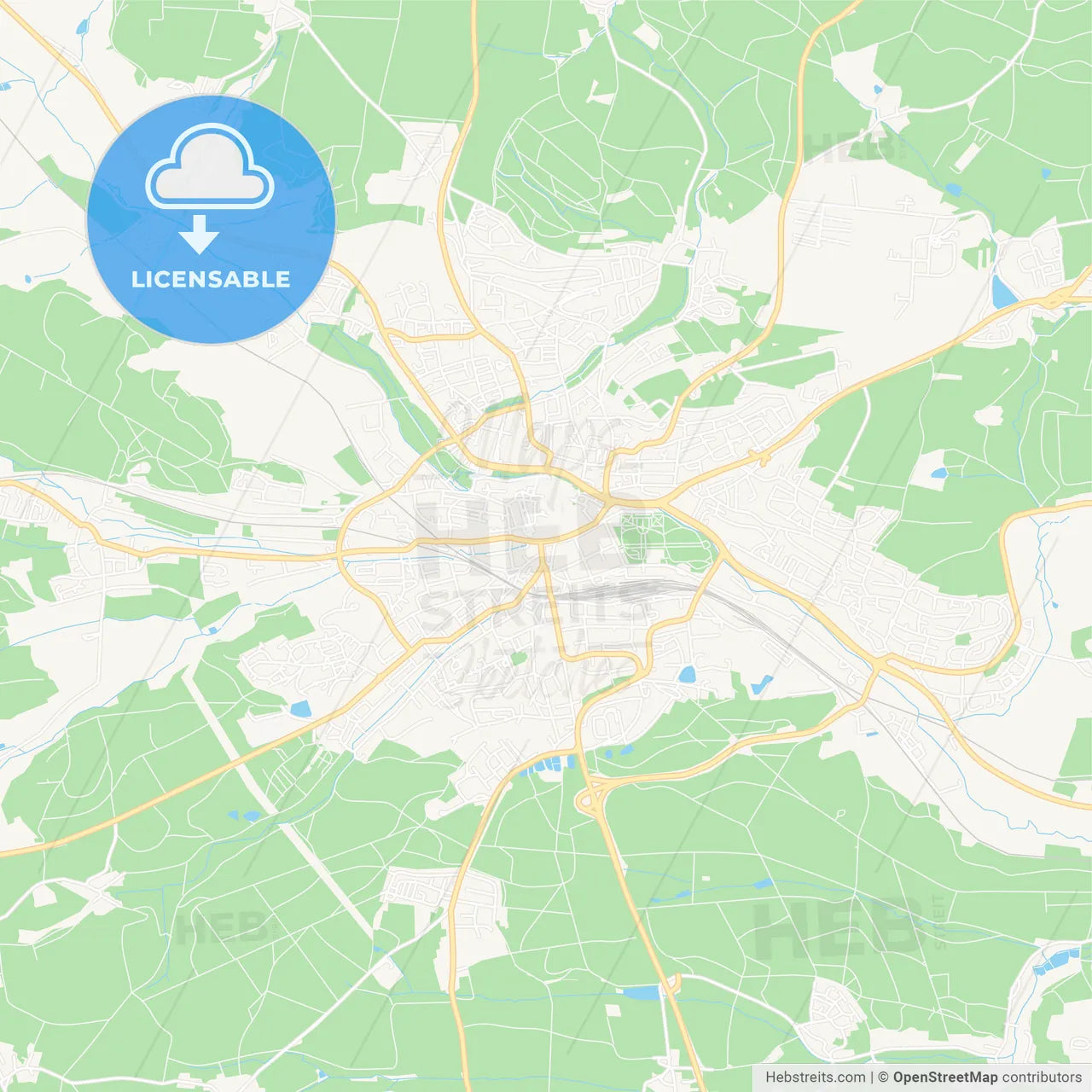 Ansbach, Germany Vector Map - Classic Colors