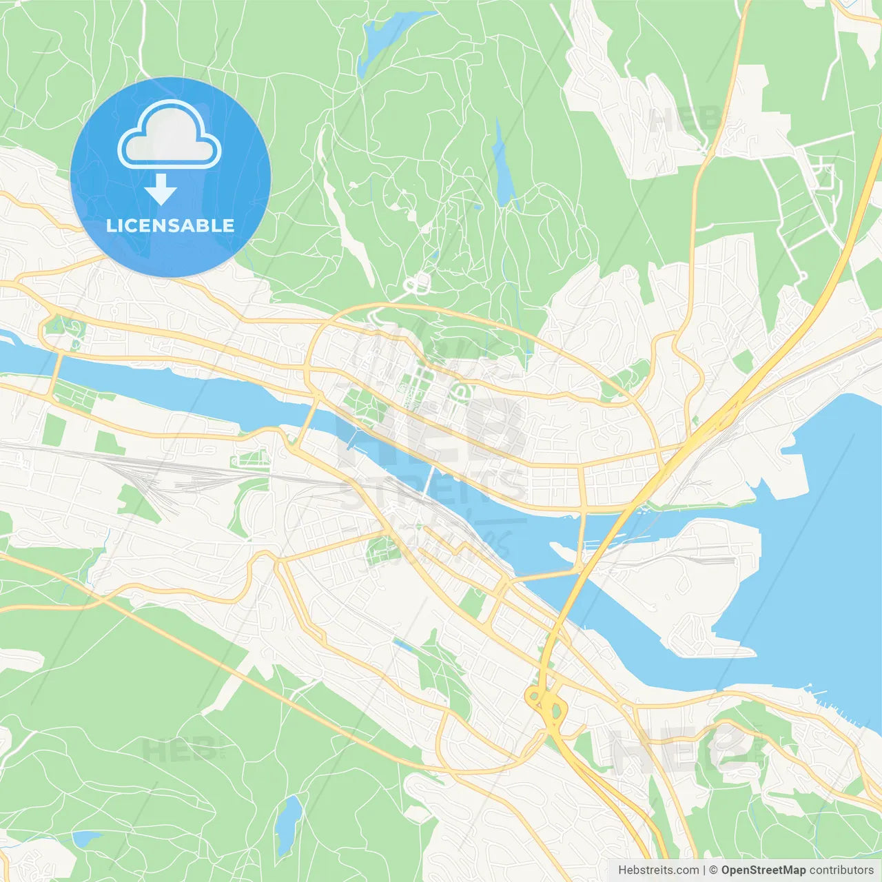 Drammen, Norway Vector Map - Classic Colors