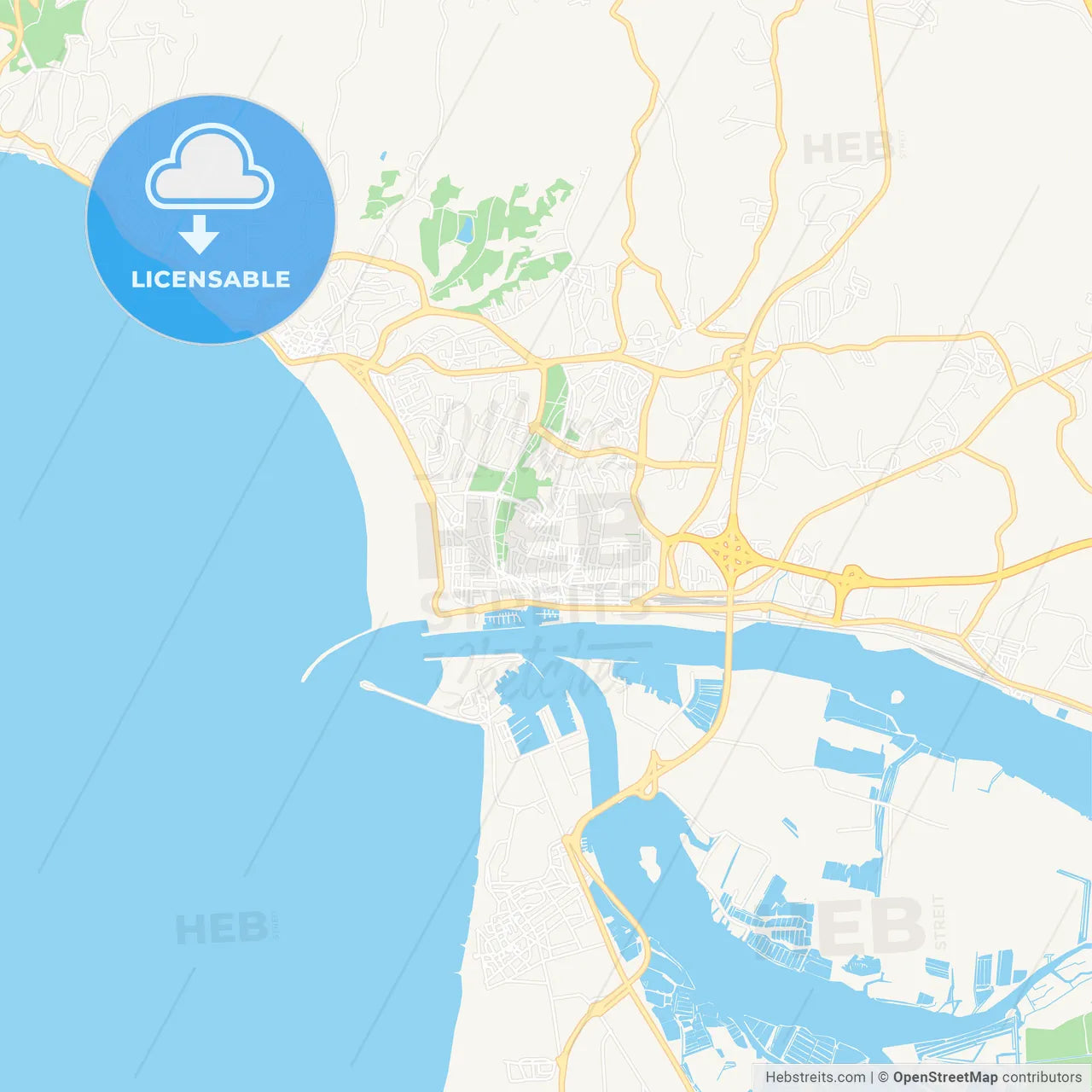 Figueira da Foz, Portugal Vector Map - Classic Colors