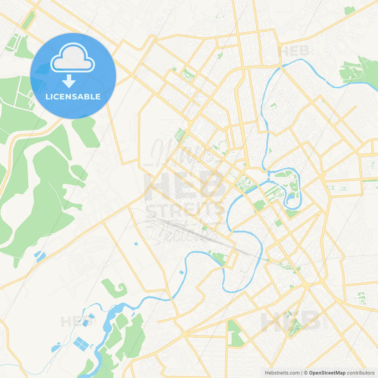 Grozny, Russia Vector Map - Classic Colors
