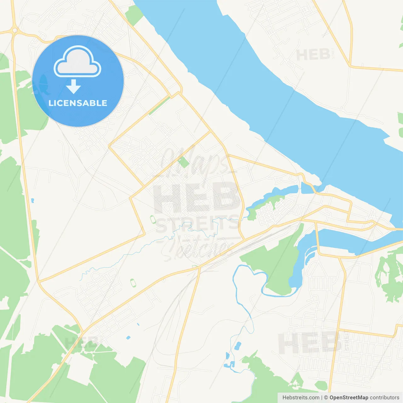 Kineshma, Russia Vector Map - Classic Colors