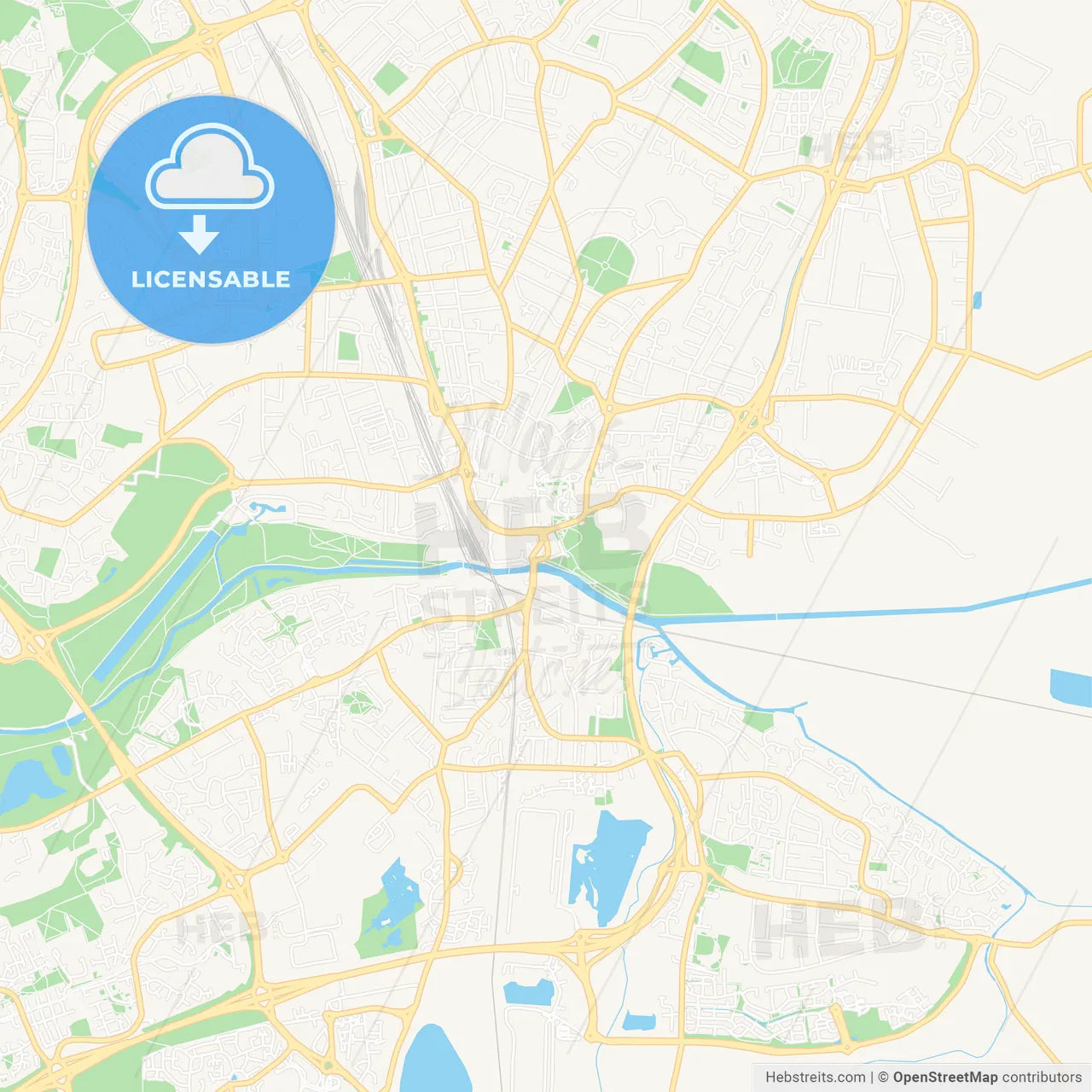 Peterborough, England Vector Map - Classic Colors