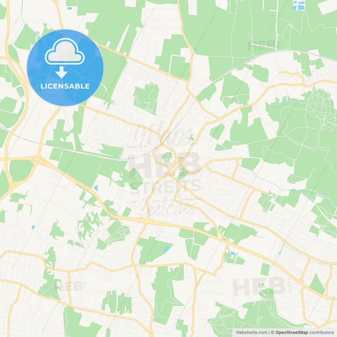 Rayleigh, England Vector Map - Classic Colors