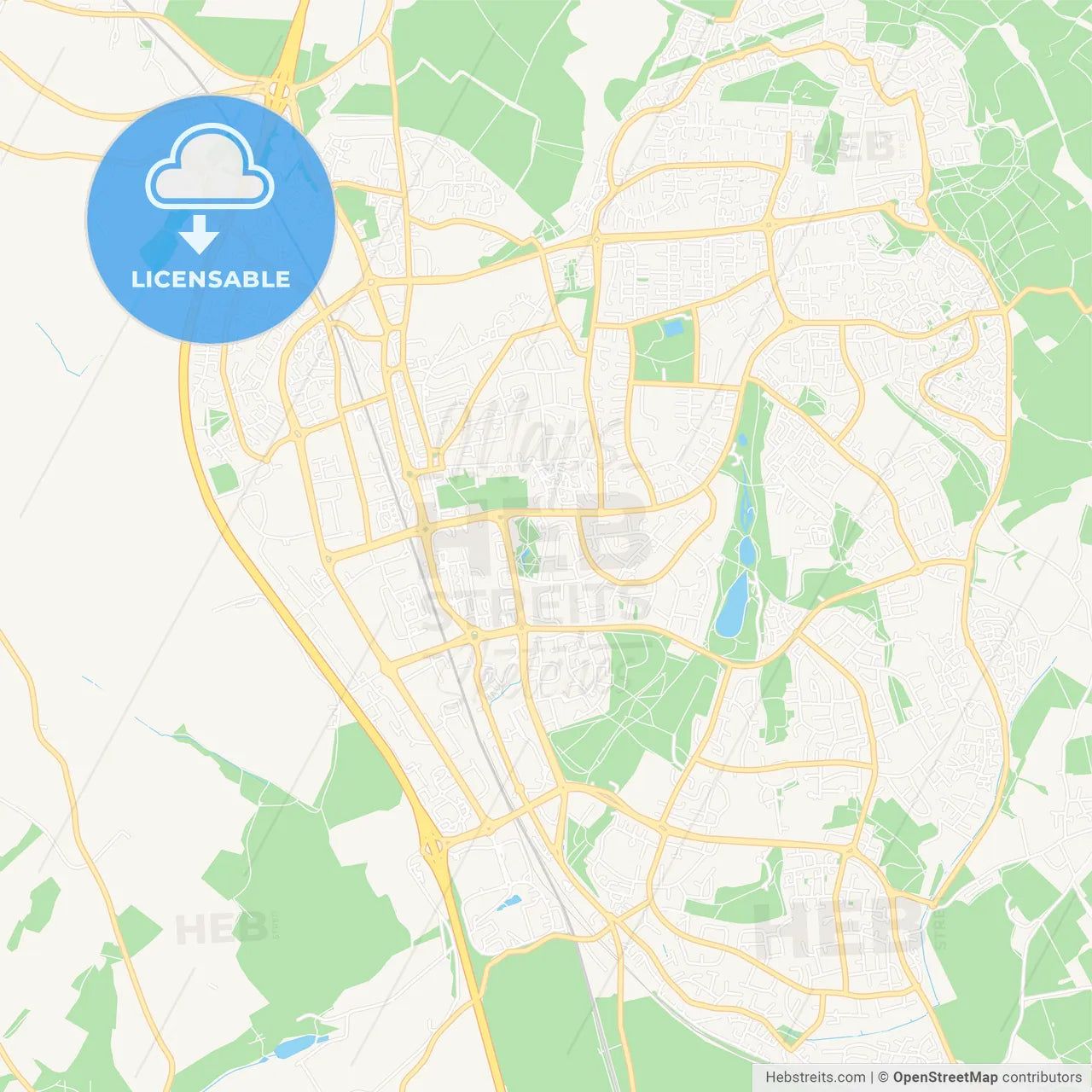 Stevenage, England Vector Map - Classic Colors