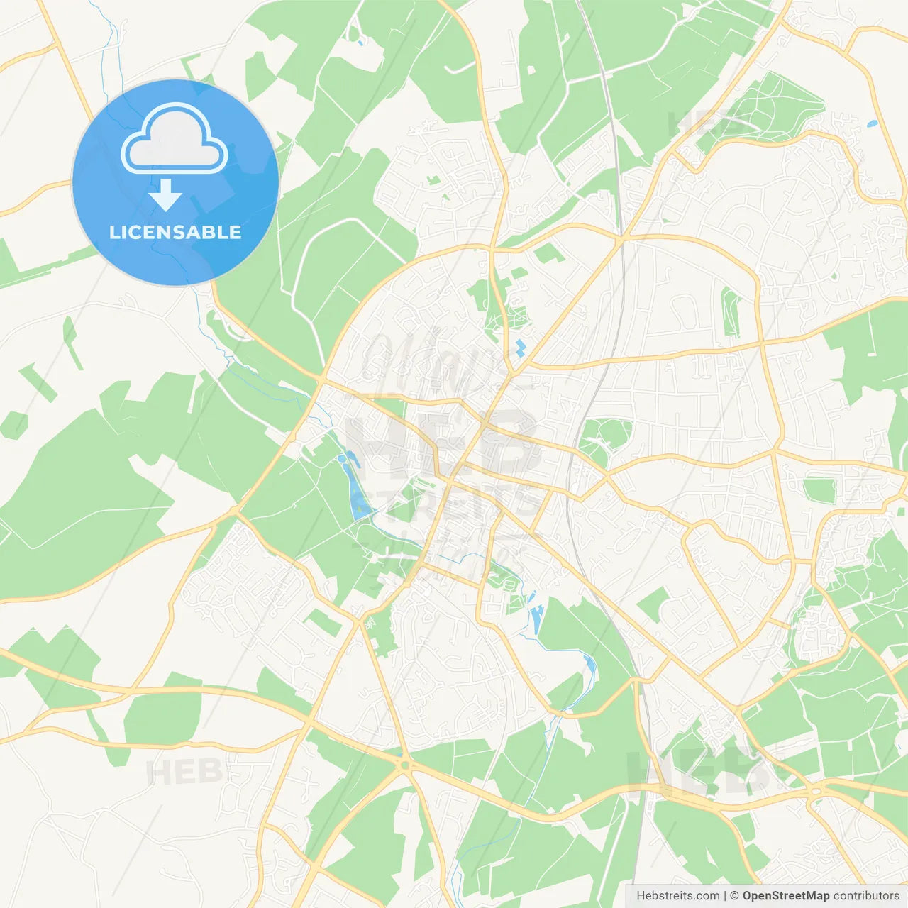 Saint Albans, England Vector Map - Classic Colors