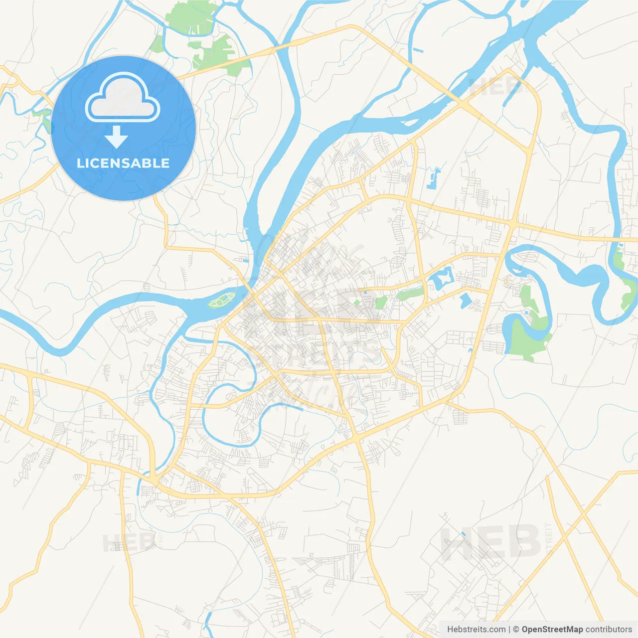Printable street map of Surat Thani, Thailand