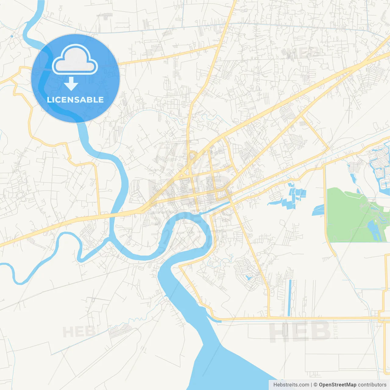 Printable street map of Samut Sakhon, Thailand