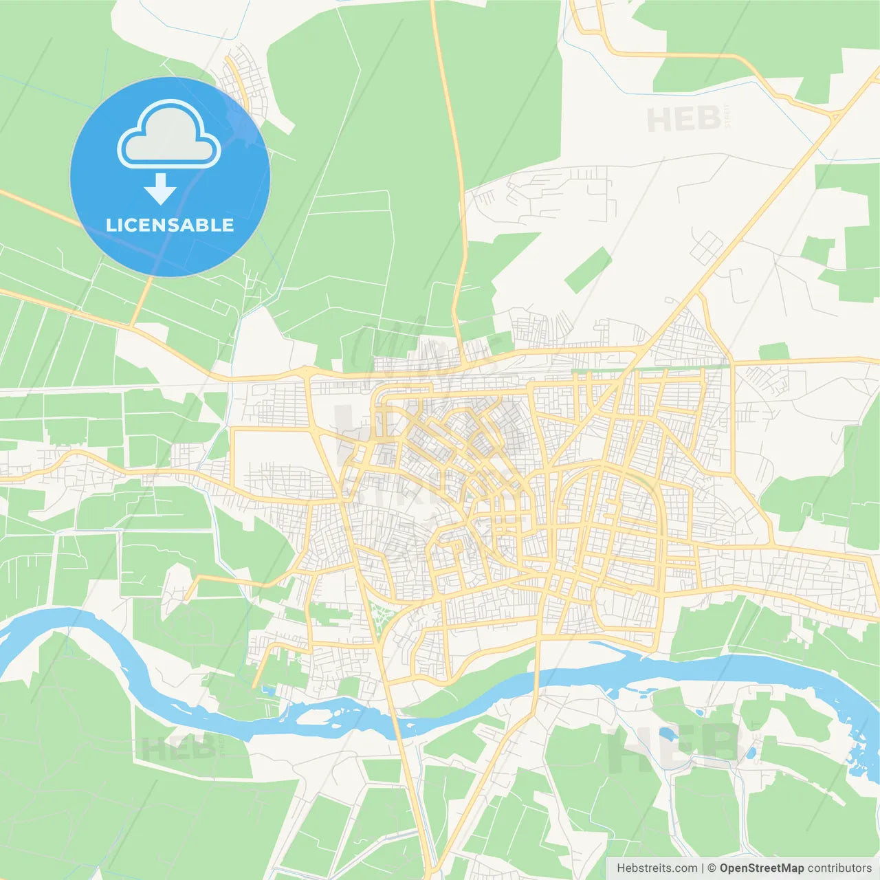 Printable street map of Raqqa, Syria