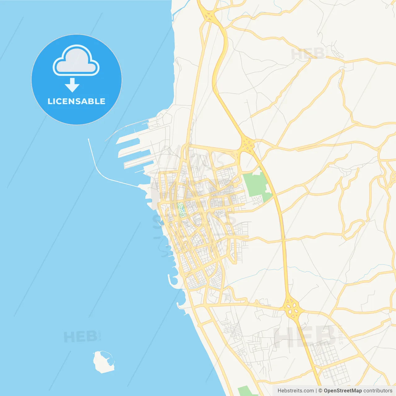 Printable street map of Tartus, Syria