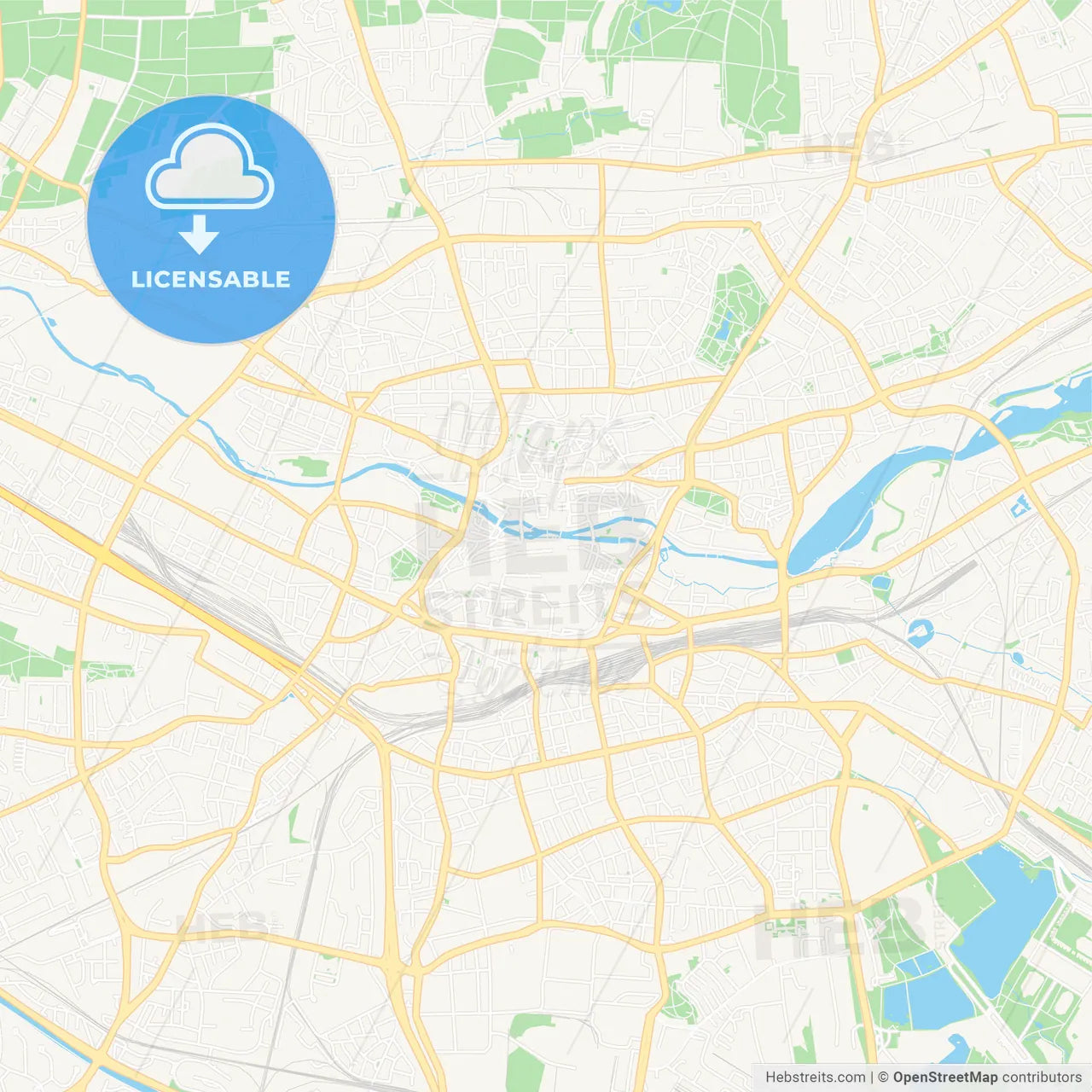 Nurnberg, Germany Vector Map - Classic Colors