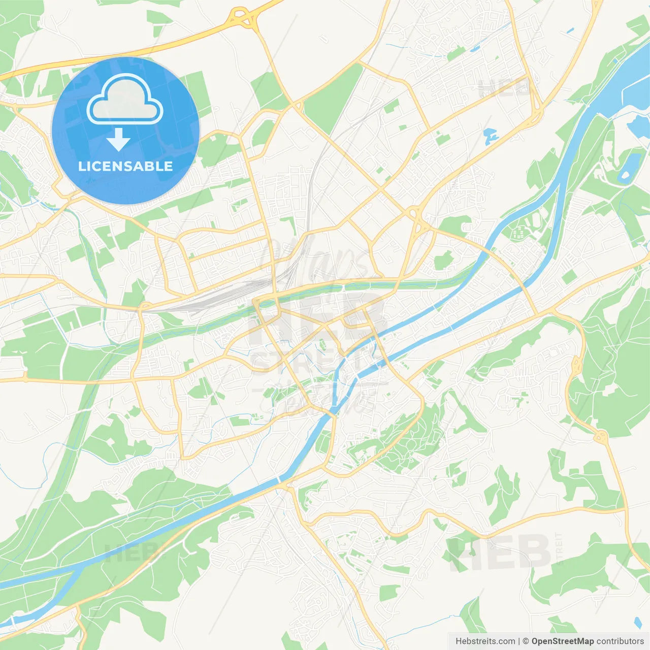 Landshut, Germany Vector Map - Classic Colors