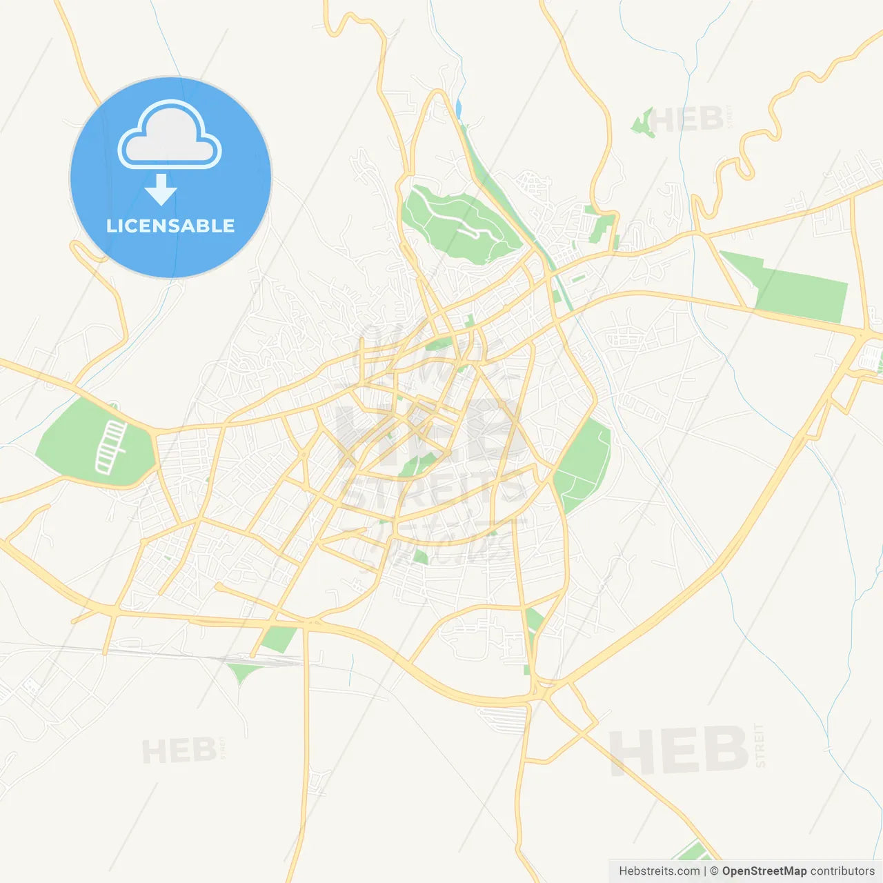 Serres, Greece Vector Map - Classic Colors