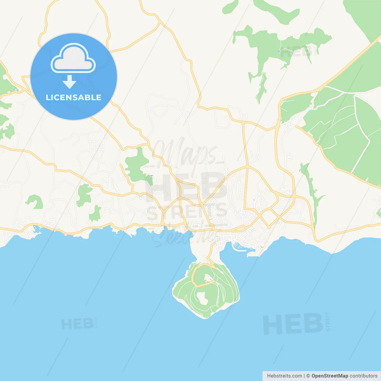 Angra do Heroismo, Portugal Vector Map - Classic Colors