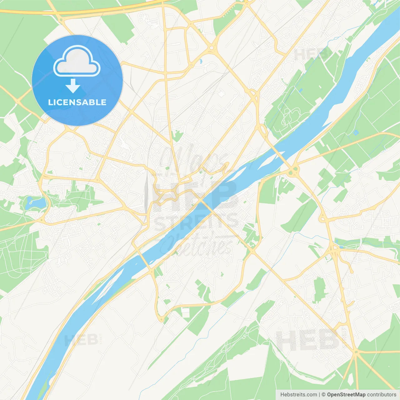 Blois, France Vector Map - Classic Colors