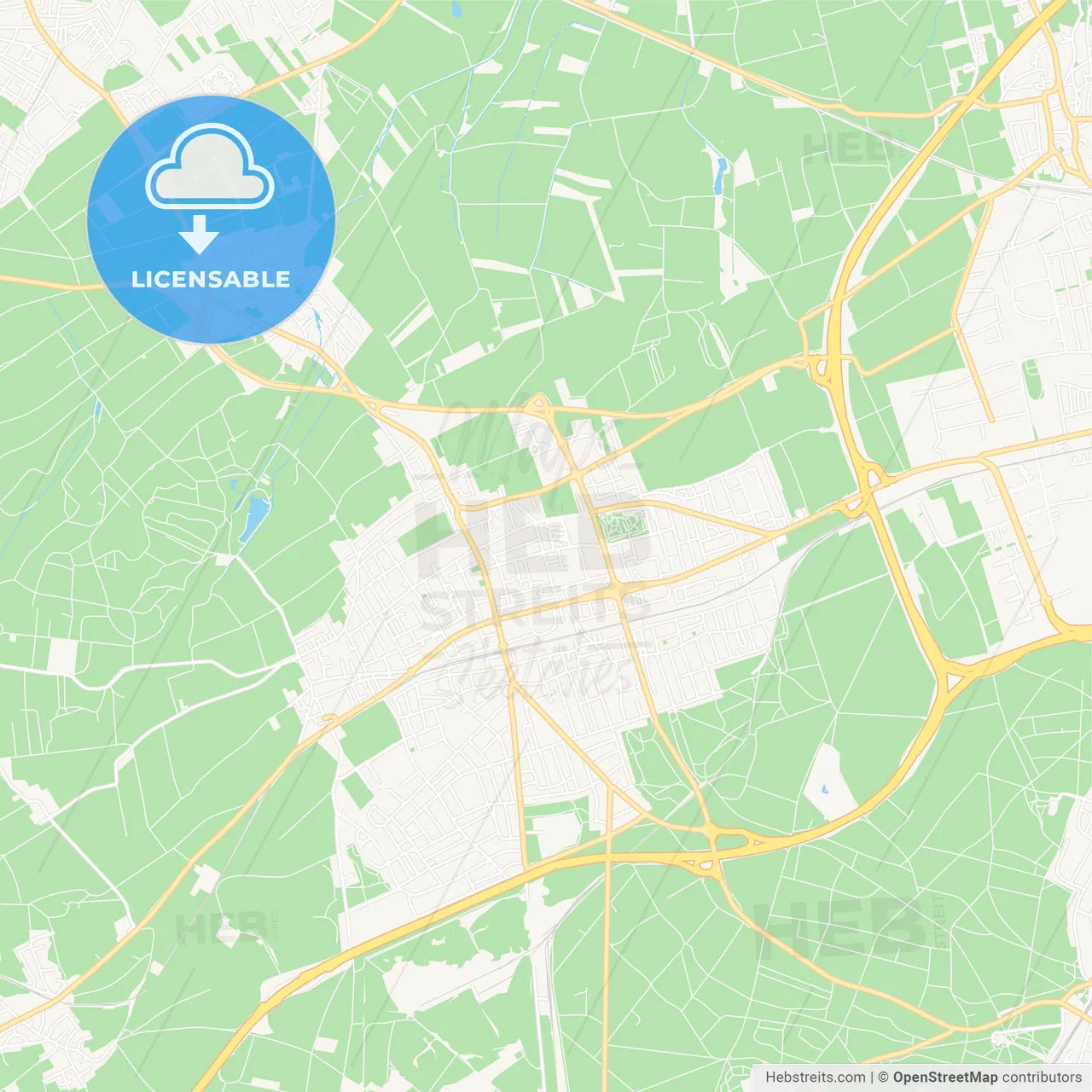 Germering, Germany Vector Map - Classic Colors