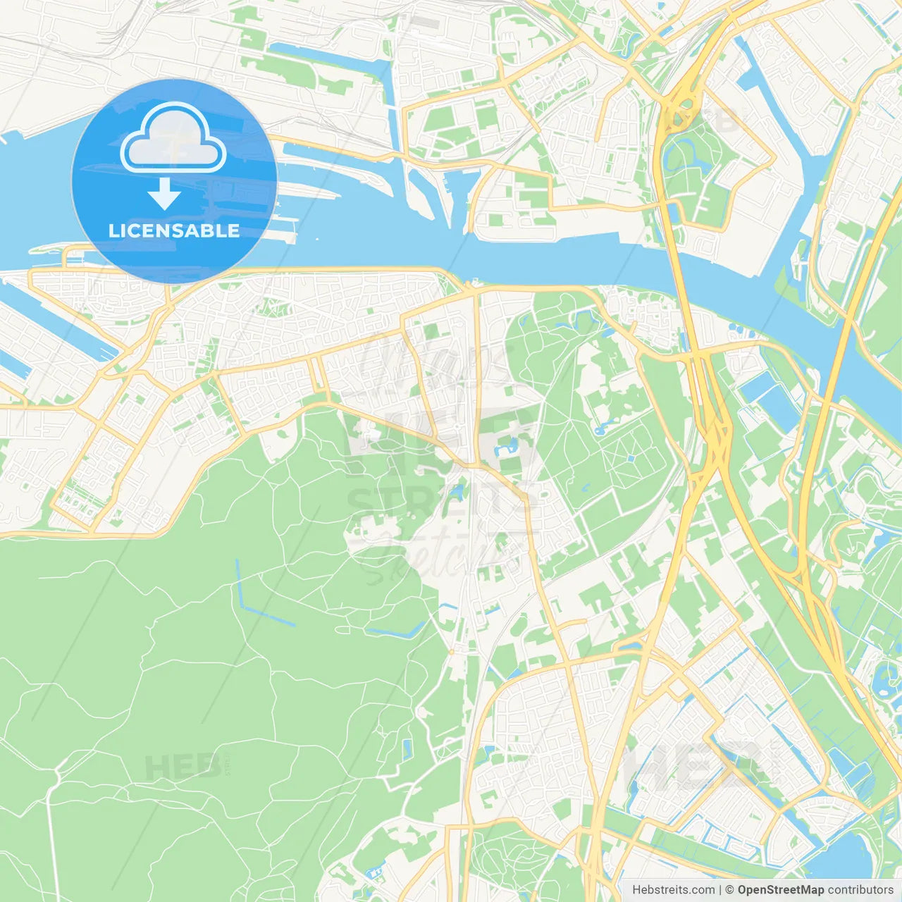 Velsen, Netherlands Vector Map - Classic Colors