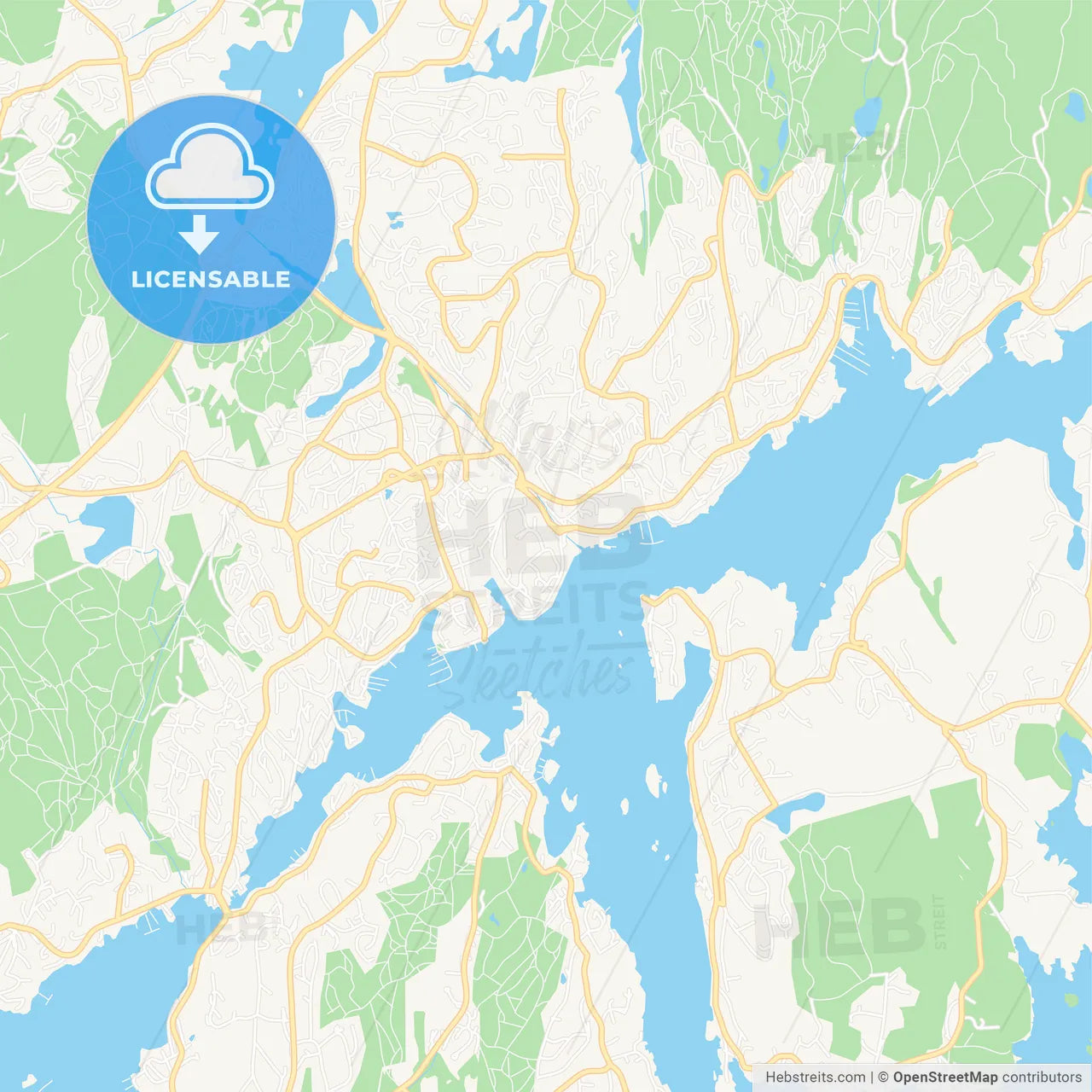 Arendal, Norway Vector Map - Classic Colors
