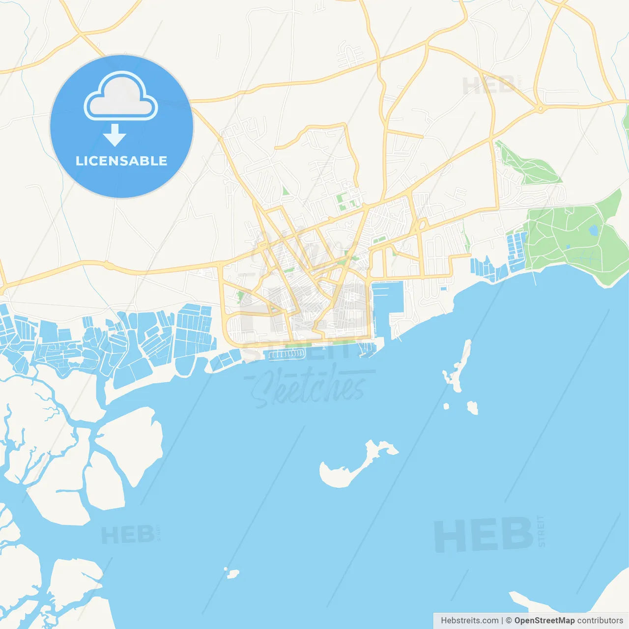 Olhao da Restauracao, Portugal Vector Map - Classic Colors