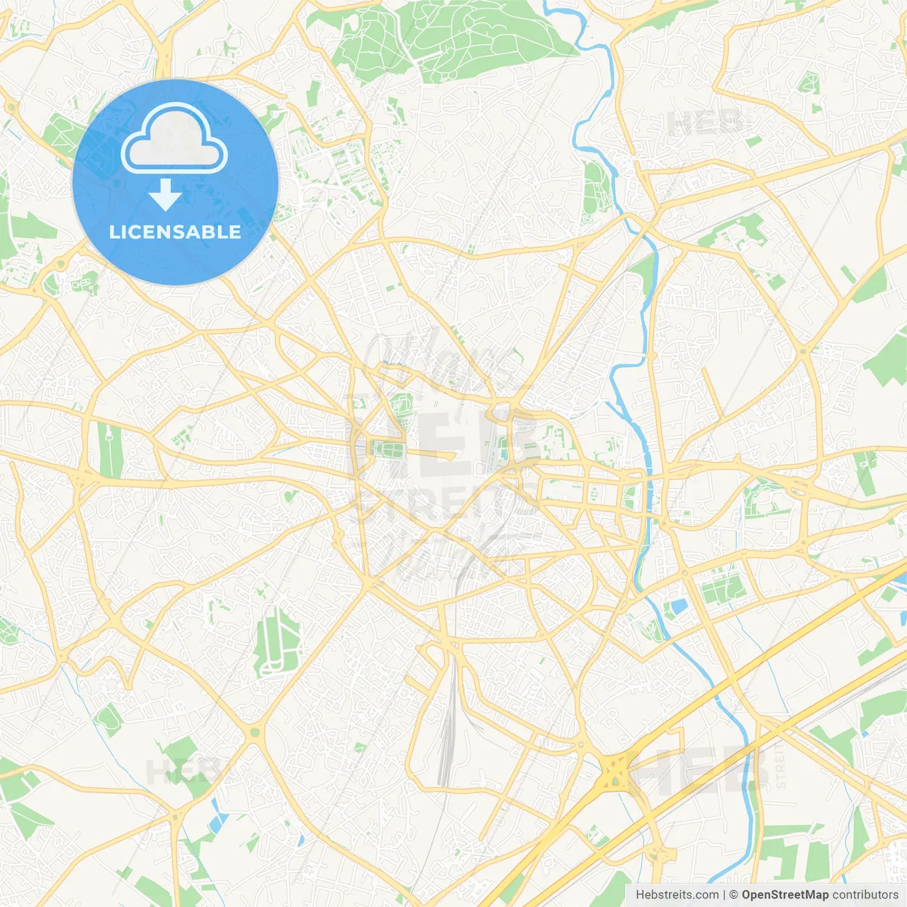 Montpellier, France Vector Map - Classic Colors