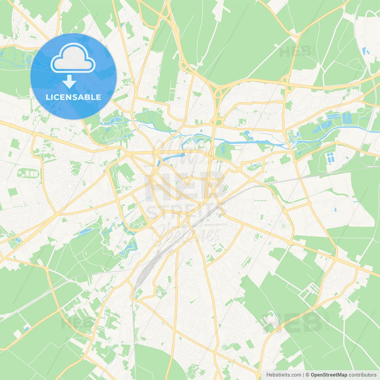 Arras, France Vector Map - Classic Colors