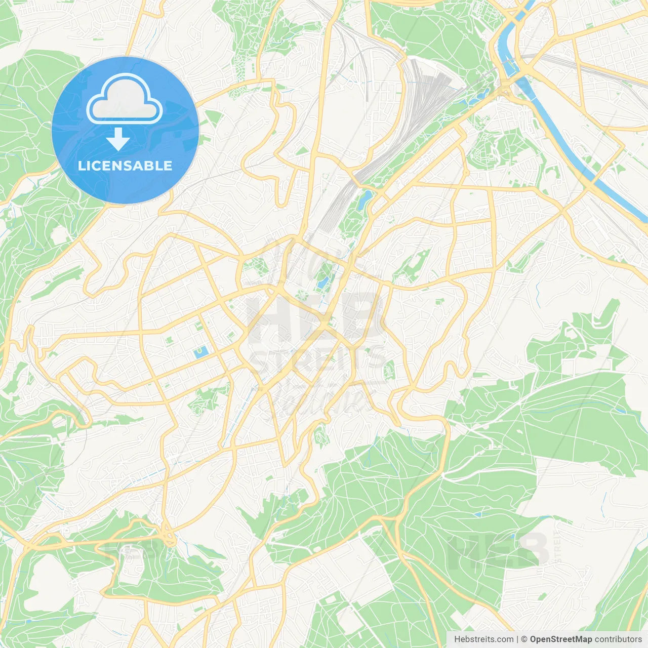 Stuttgart, Germany Vector Map - Classic Colors