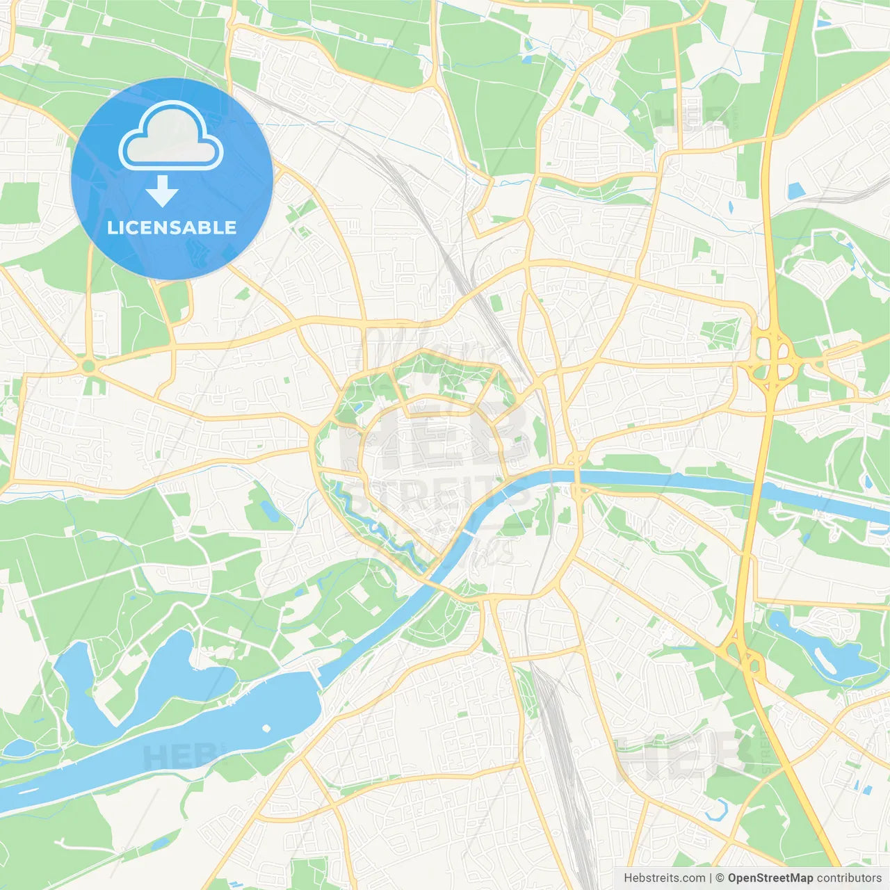 Ingolstadt, Germany Vector Map - Classic Colors