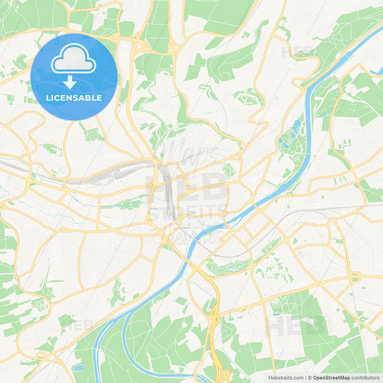 Ulm, Germany Vector Map - Classic Colors