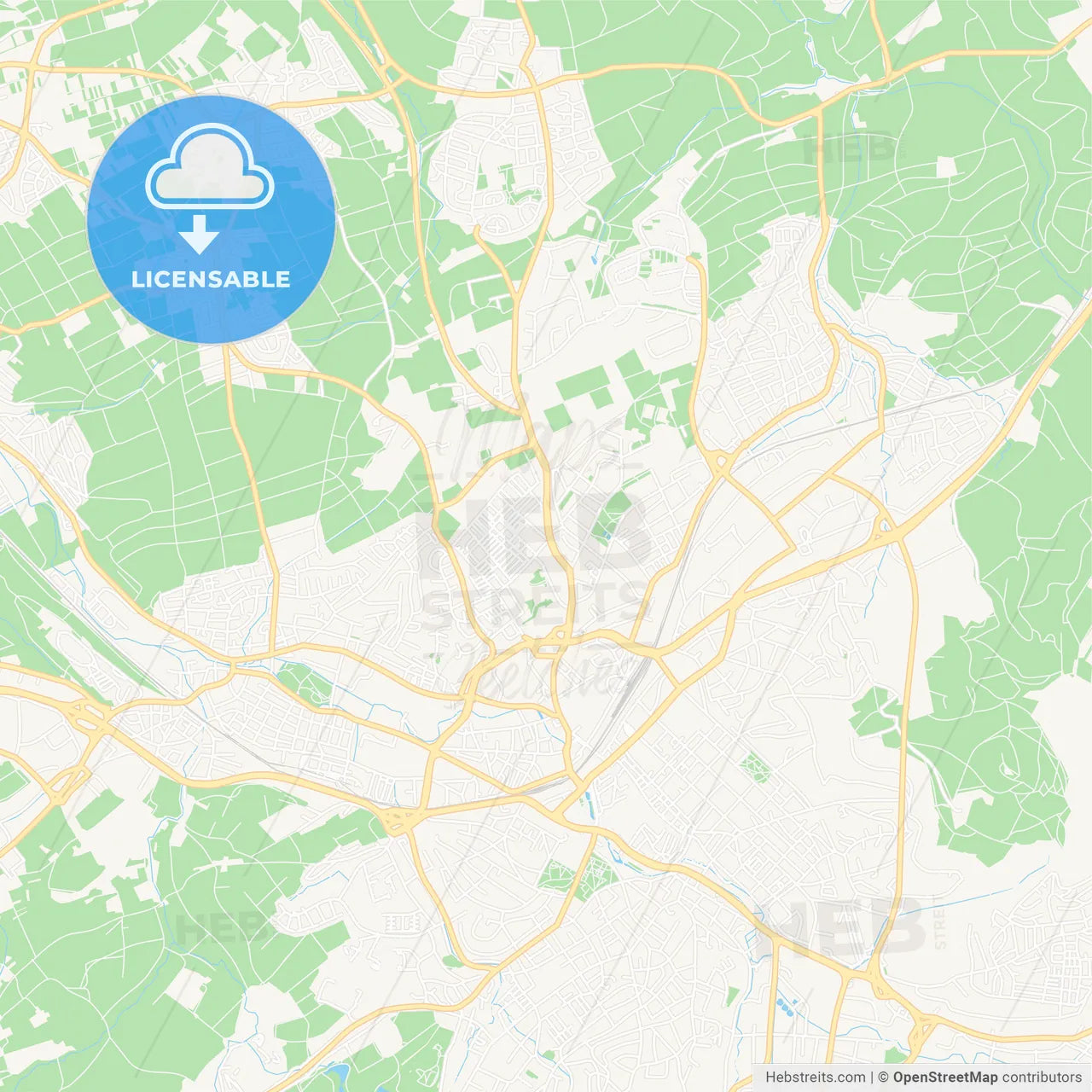 Reutlingen, Germany Vector Map - Classic Colors