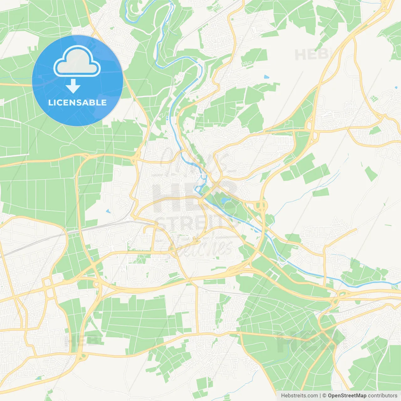 Waiblingen, Germany Vector Map - Classic Colors