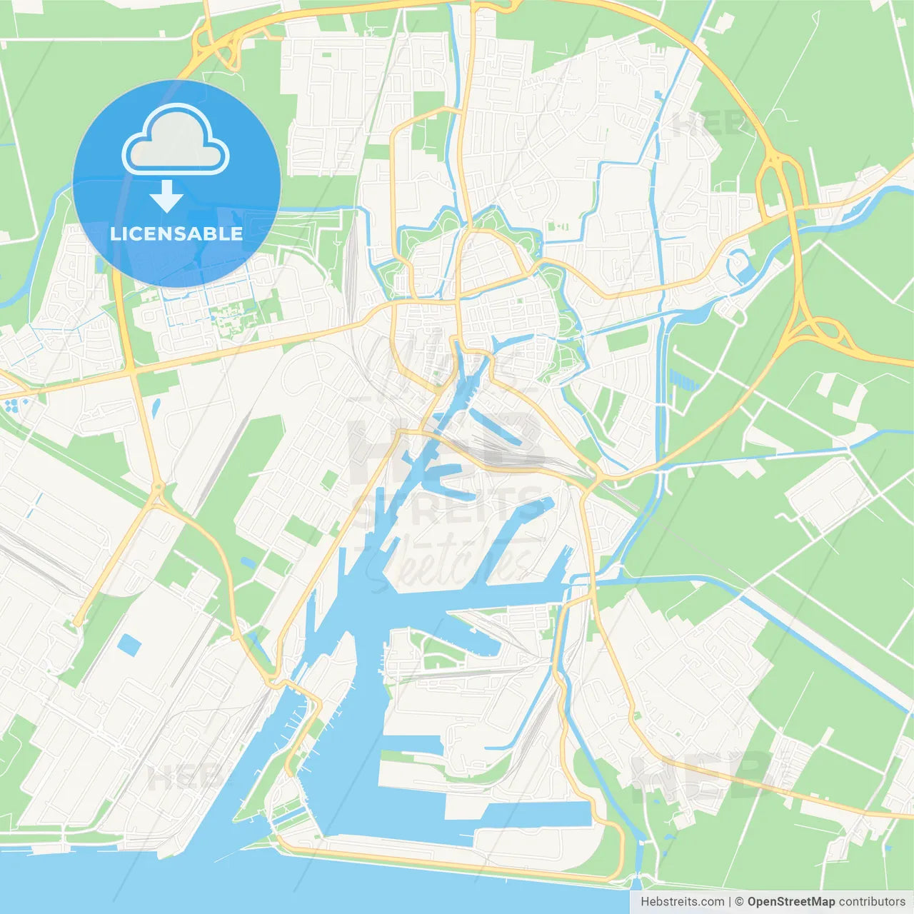 Emden, Germany Vector Map - Classic Colors