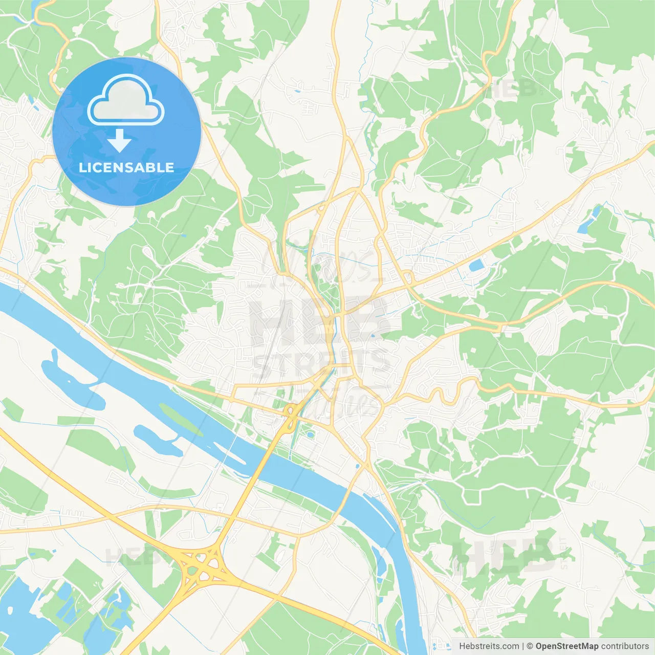 Deggendorf, Germany Vector Map - Classic Colors