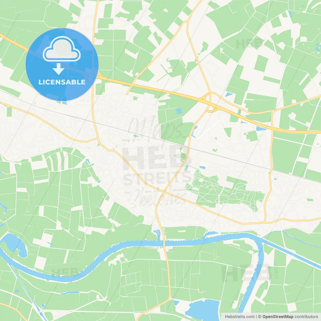 Achim, Germany Vector Map - Classic Colors