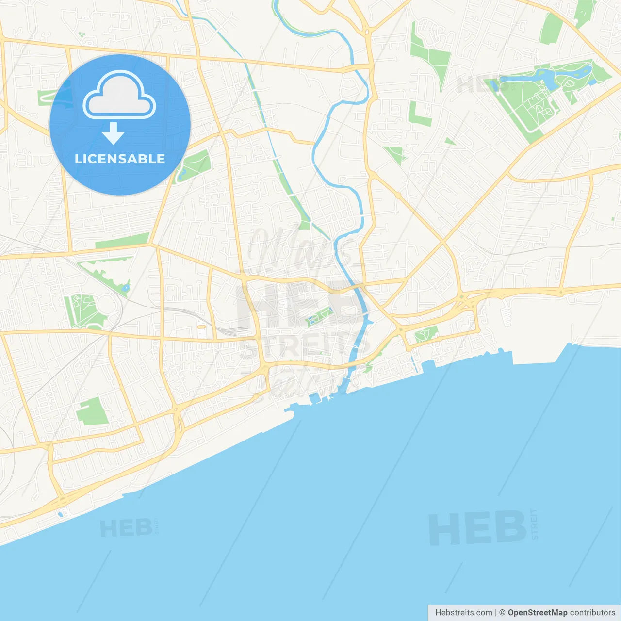 Kingston upon Hull, England Vector Map - Classic Colors