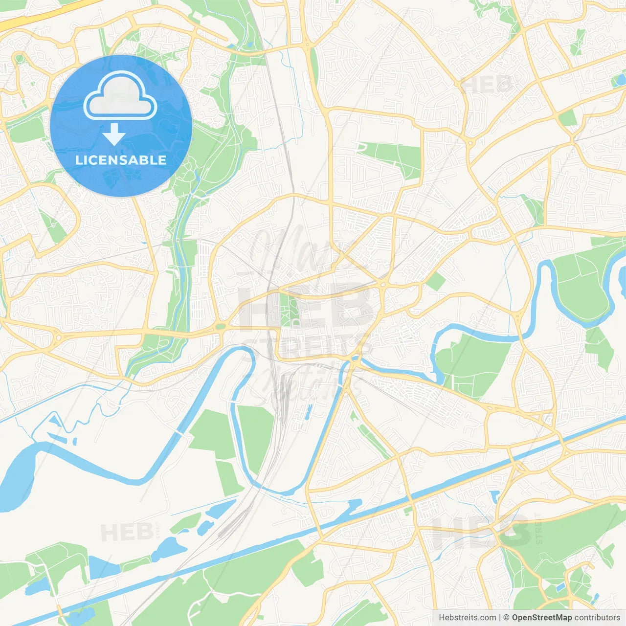 Warrington, England Vector Map - Classic Colors